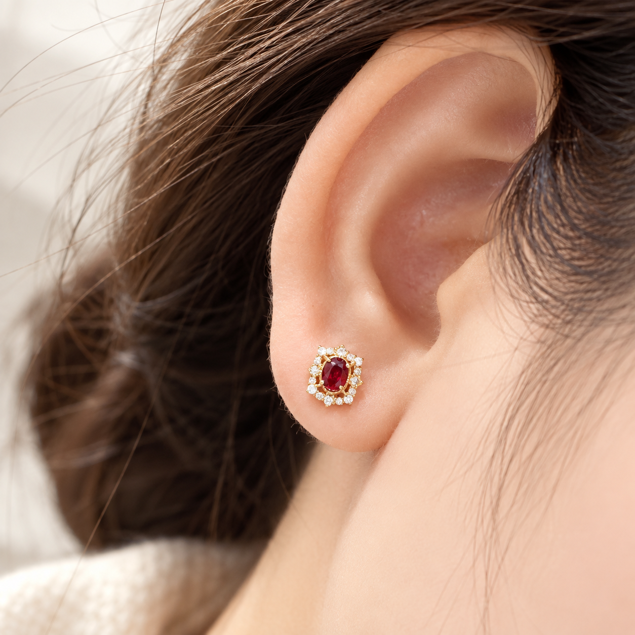 Ruby Diamond Stud Earrings